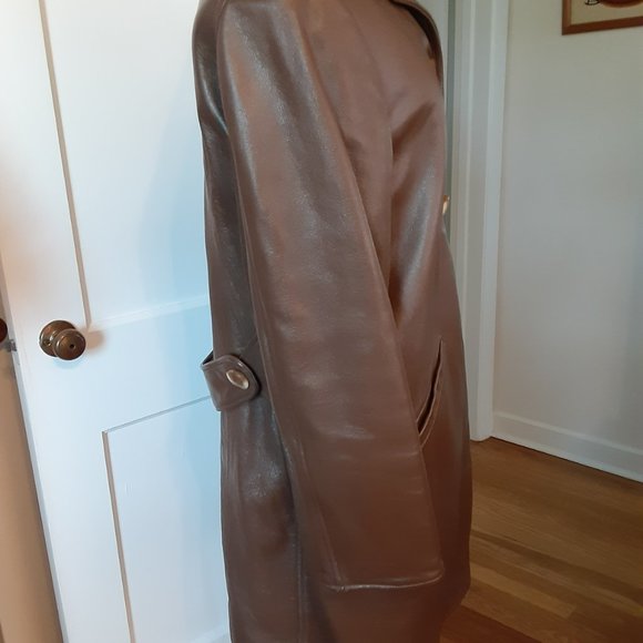 VINTAGE 1970'S BAIRD HERSHEY FURS BROWN LEATHER COAT LADIES - Picture 2 of 9
